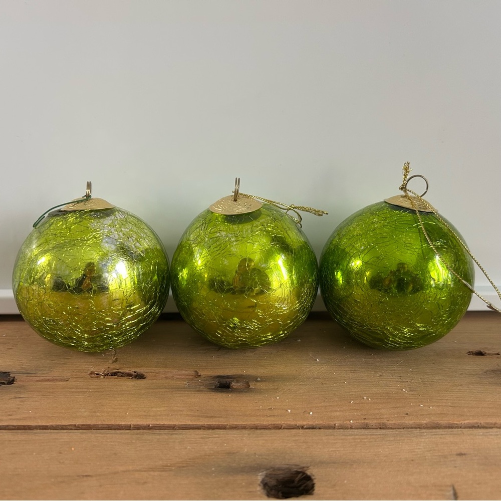 Green Glass Holiday Ornaments
ONLY 2 available 
Price is for the pair